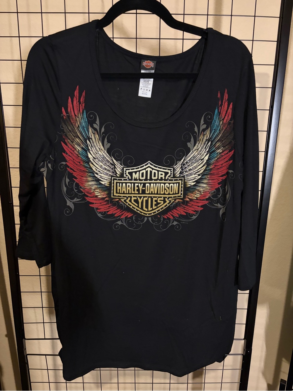 Harley-Davidson Colorful Wing 3/4 Sleeve Tee size 2x